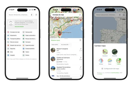 Diferentes tipos de mapa y búsquedas de Mapy