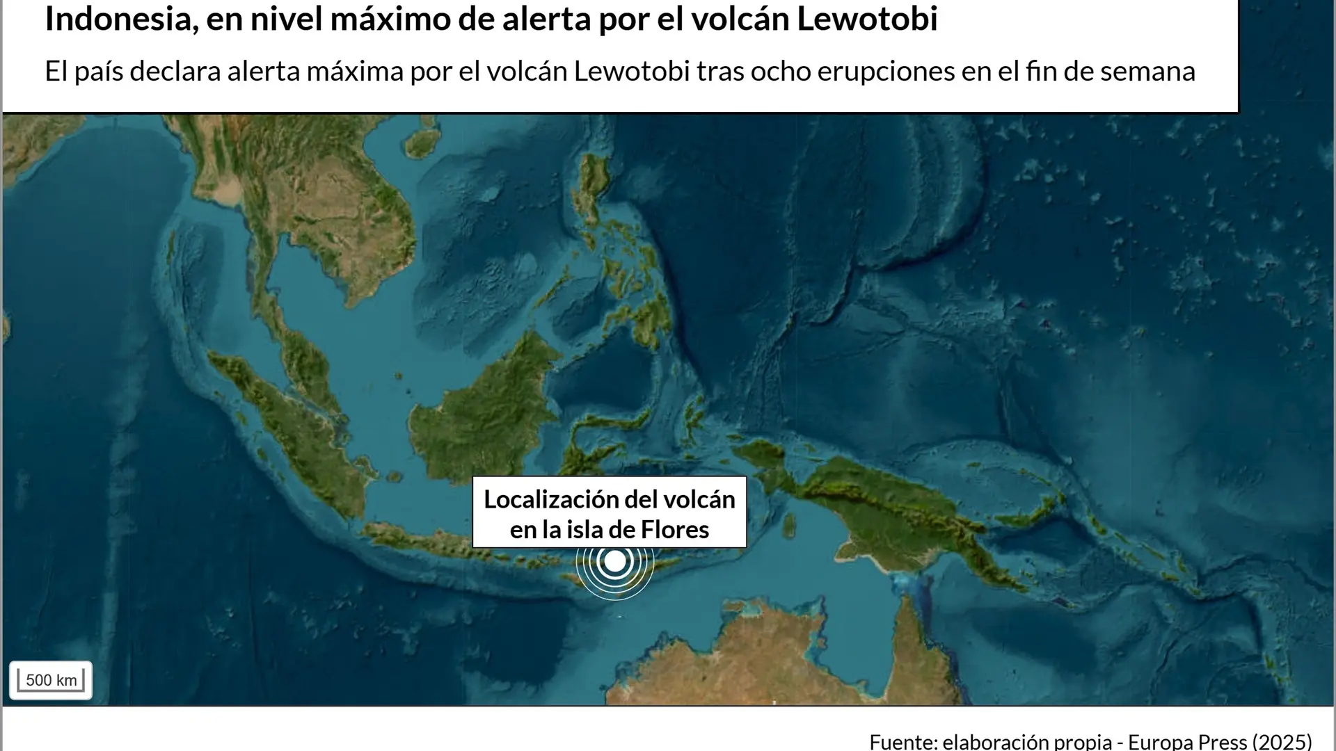 Indonesia eleva al máximo su nivel de alerta por el aumento de la actividad en el volcán Lewotobi