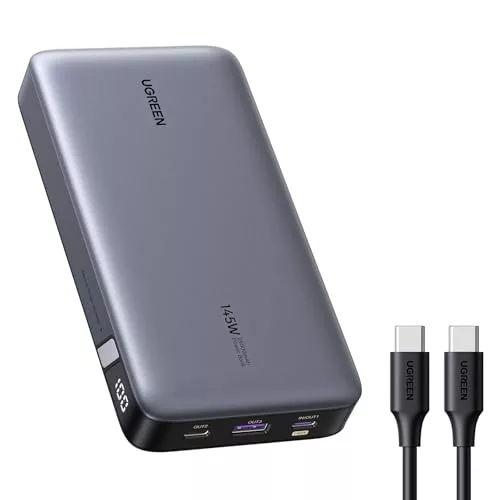 UGREEN Nexode Power Bank 145W 25000mAh, Cargador Portátil con Carga Rápida 140W con Pantalla, Batería Externa Compatible con MacBook iPad, iPhone 16/15 Plus Pro MAX, Galaxy S24/S23 Ultra