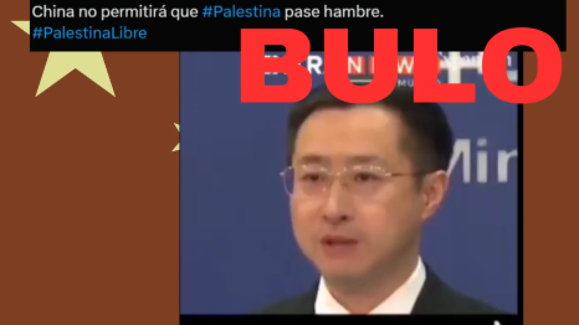 No, un portavoz chino no ha dicho en este vídeo que aviones de su país sobrevolarán Gaza: habla de la guerra arancelaria de EEUU
