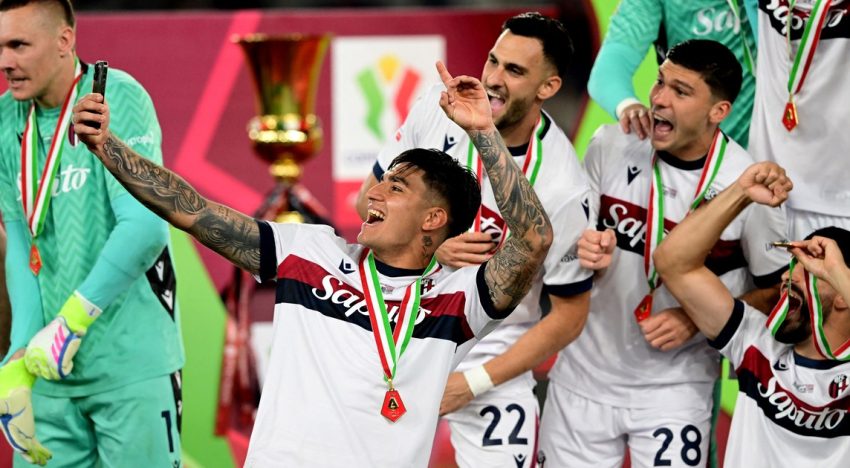 Santi Castro y Benja Domínguez, históricos con el Bologna: venció al Milan y con la Coppa Italia cortó una sequía de 51 años sin títulos locales