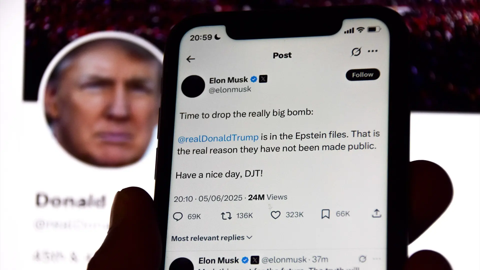 Elon Musk borra su mensaje que vinculaba a Donald Trump con los delitos del traficante de menores Jeffrey Epstein