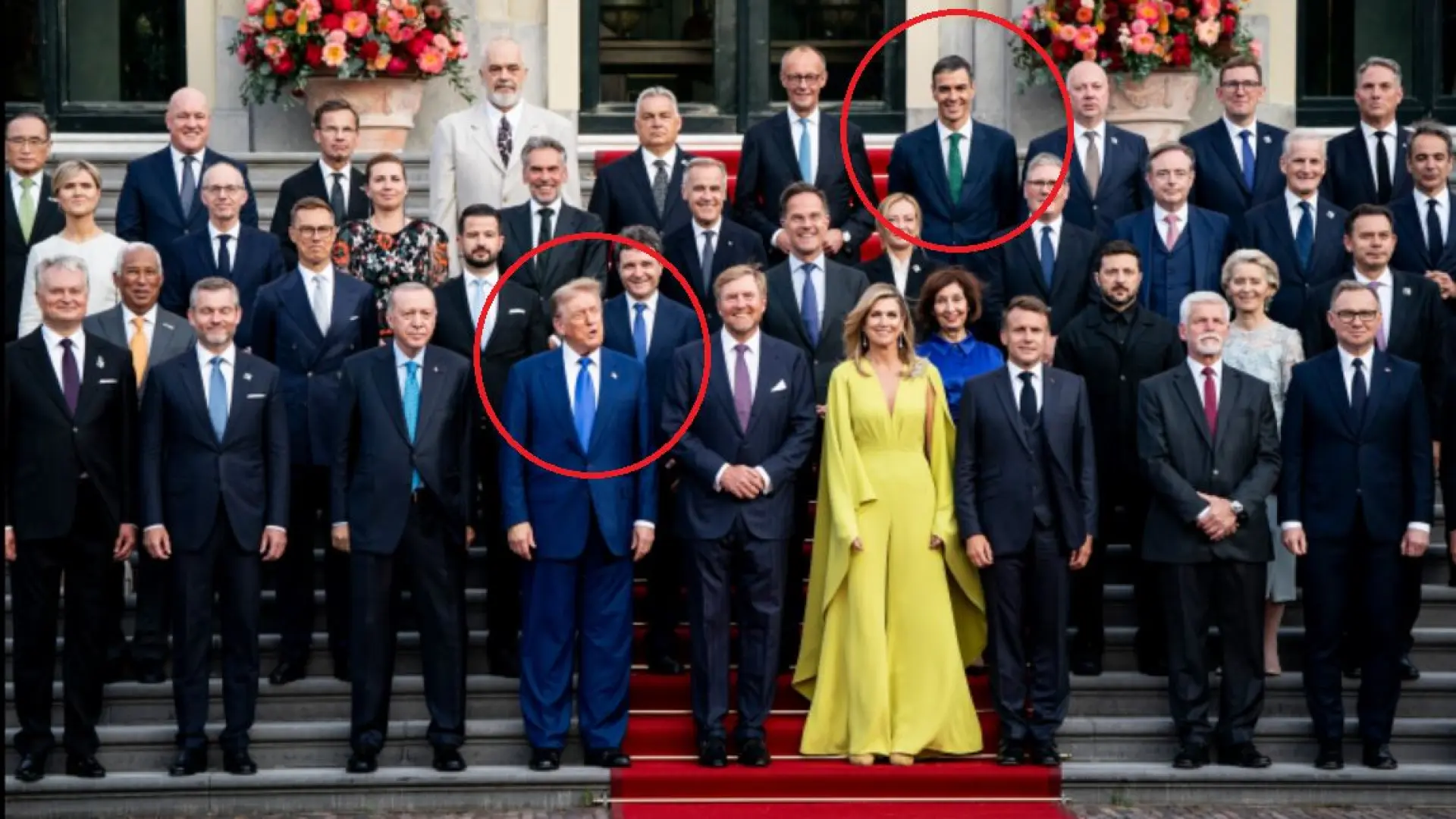 Sánchez y Trump, alejados en la foto de familia y en las mesas de la cena de la OTAN