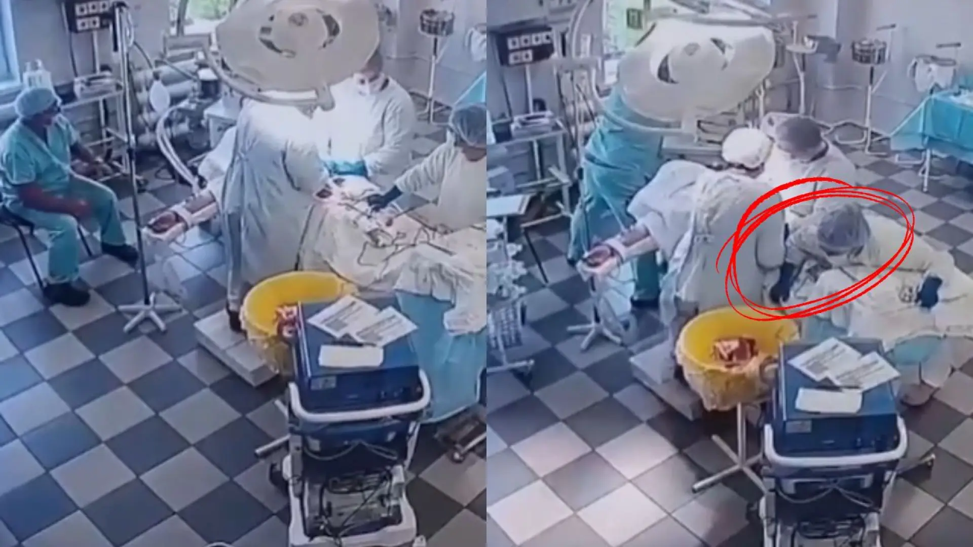 Las impactantes imágenes en un quirófano ruso durante el megaterremoto: los médicos siguen operando pese a las sacudidas