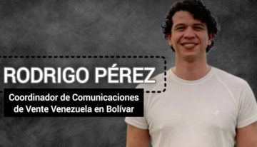 Vente Venezuela confirmó que el Sebin secuestró a su coordinador Rodrigo Pérez en Bolívar