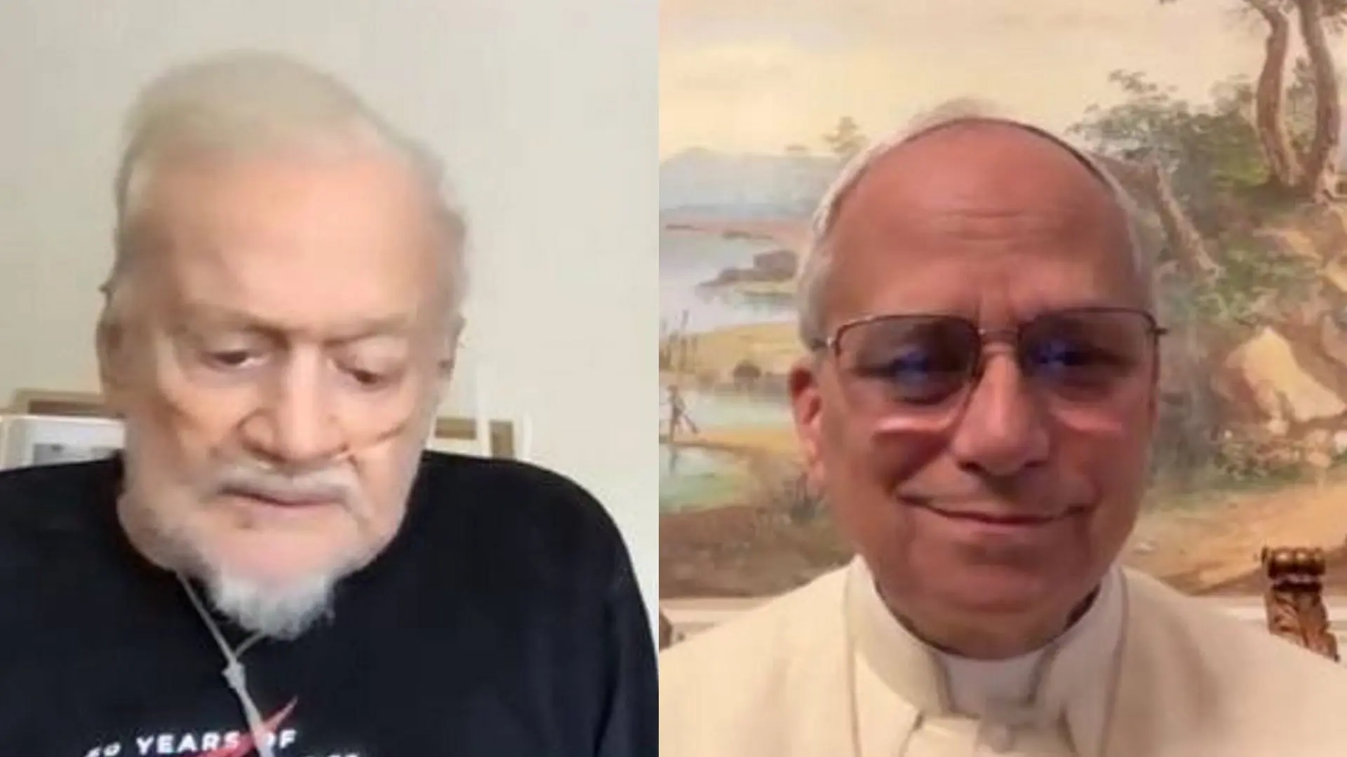 El papa habla con el astronauta Aldrin, último superviviente del Apolo 11, por el aniversario de la llegada del hombre a la Luna