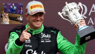 La tierna reacción de la hija de Hulkenberg y el alocado festejo del piloto tras lograr su primer podio en Silverstone a los 37 años