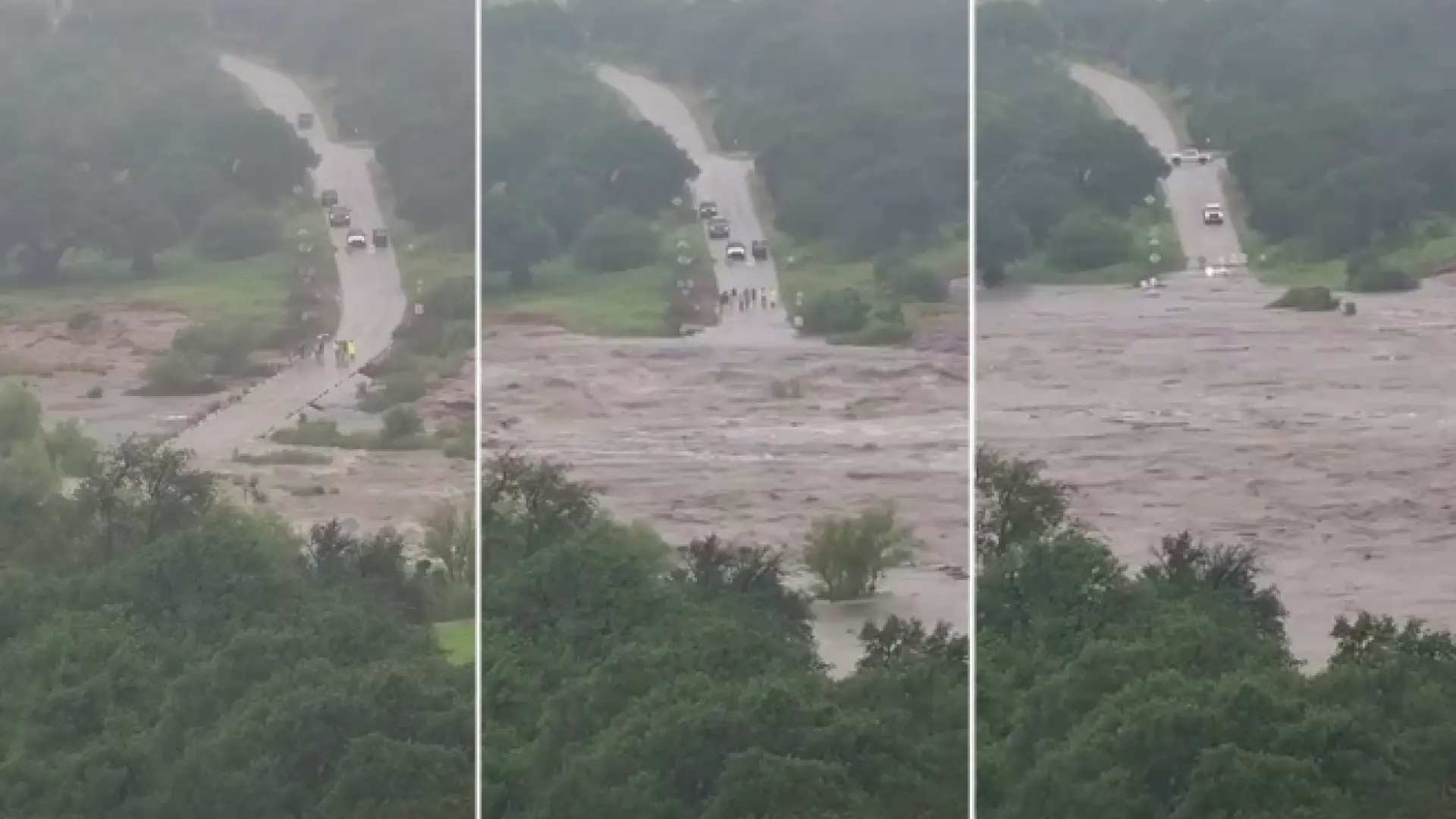 Así fue la increíble crecida del río en Texas: el agua sepultó una carretera en tan solo 10 minutos