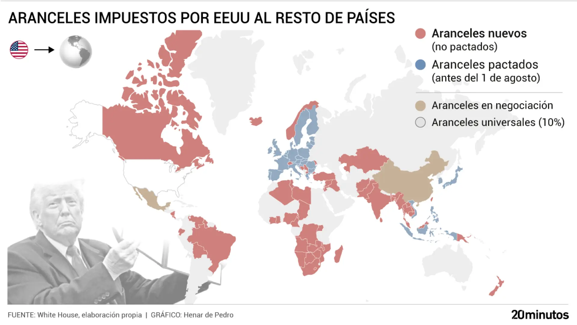 Trump reajusta de nuevo los aranceles con tasas de entre el 10 y el 50%: así queda el mapa de acuerdos y penalizaciones