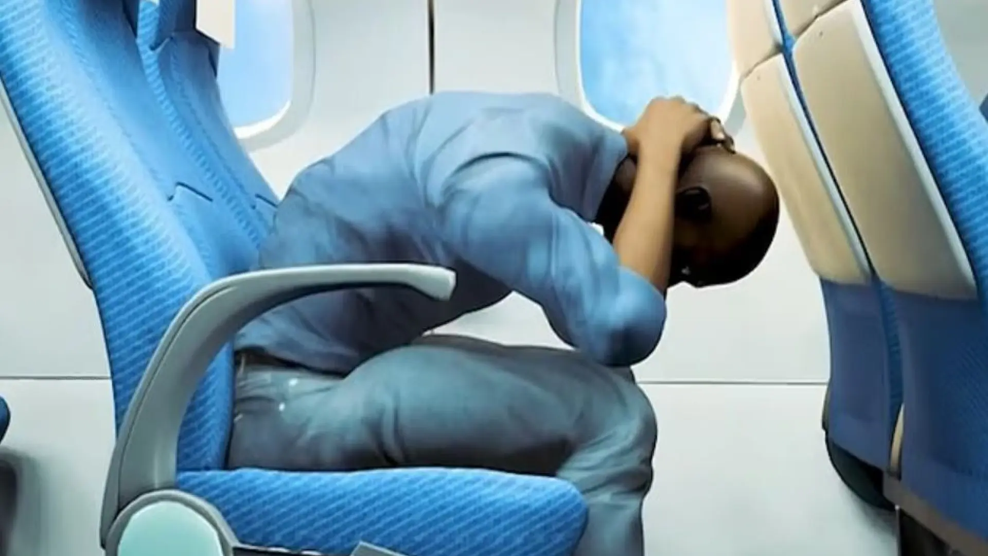 La animación que demuestra por qué la posición de apoyo es clave para salvar la vida en un accidente aéreo