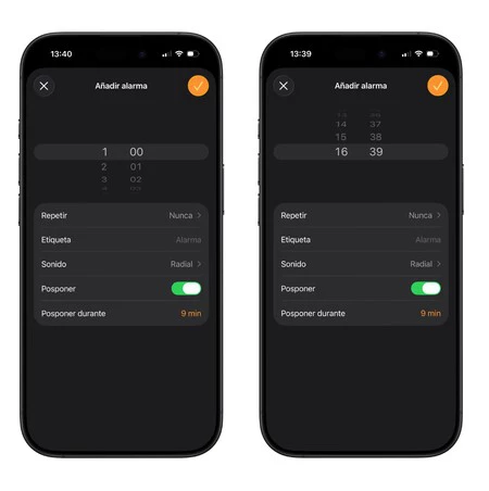 Inicio y fin de la alarma