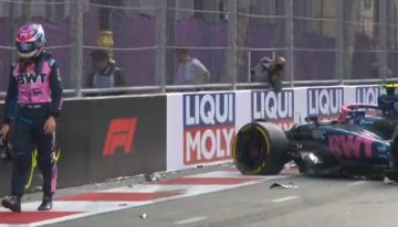 F1 GP de Azerbaiyán: Franco Colapinto no pudo evitar el golpe contra el muro tras el despiste de Gasly y largará 16° en Bakú