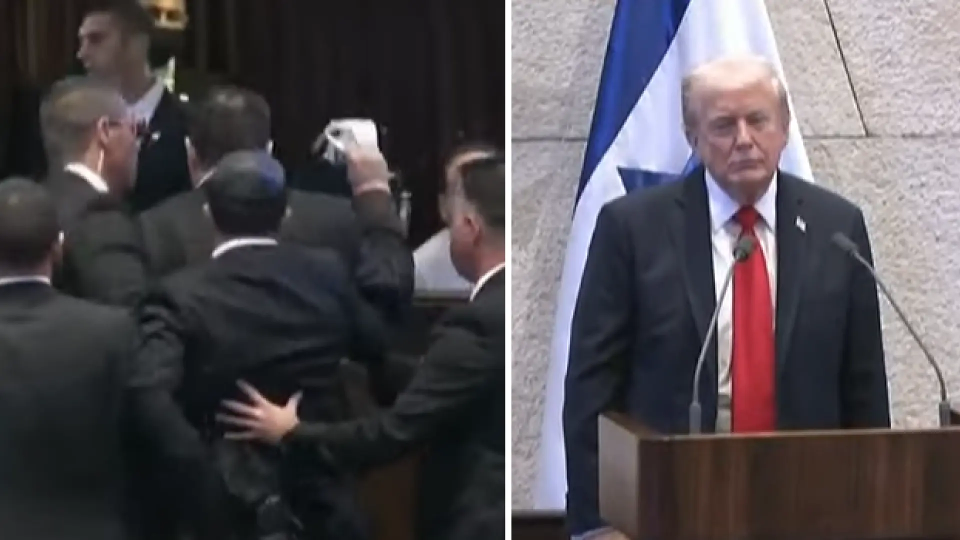 Dos diputados del Parlamento israelí interrumpen a gritos el discurso de Donald Trump: «¡Terrorista!»