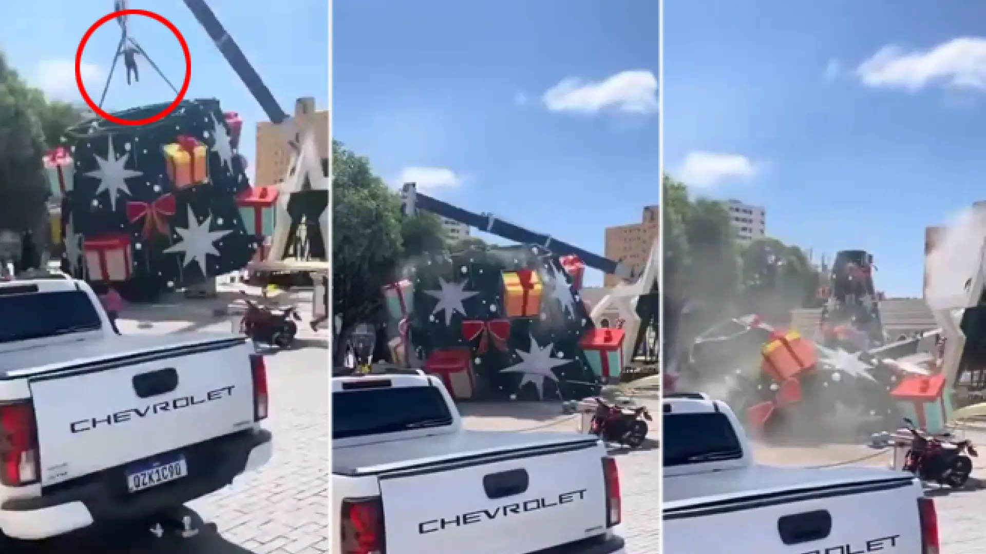 Tragedia en Brasil: muere un hombre tras ser aplastado por una grúa que utilizaban para instalar un árbol navideño