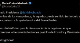 María Corina Machado a Daniel Noboa tras aceptar su invitación: Será un día histórico para la democracia