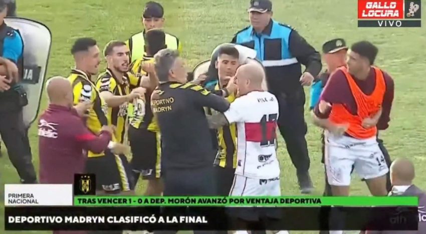 Batalla campal y gas pimienta en el Reducido de la Primera Nacional: Deportivo Madryn eliminó a Morón y hubo escándalo al final