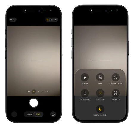 Modo foto con modo noche disponible