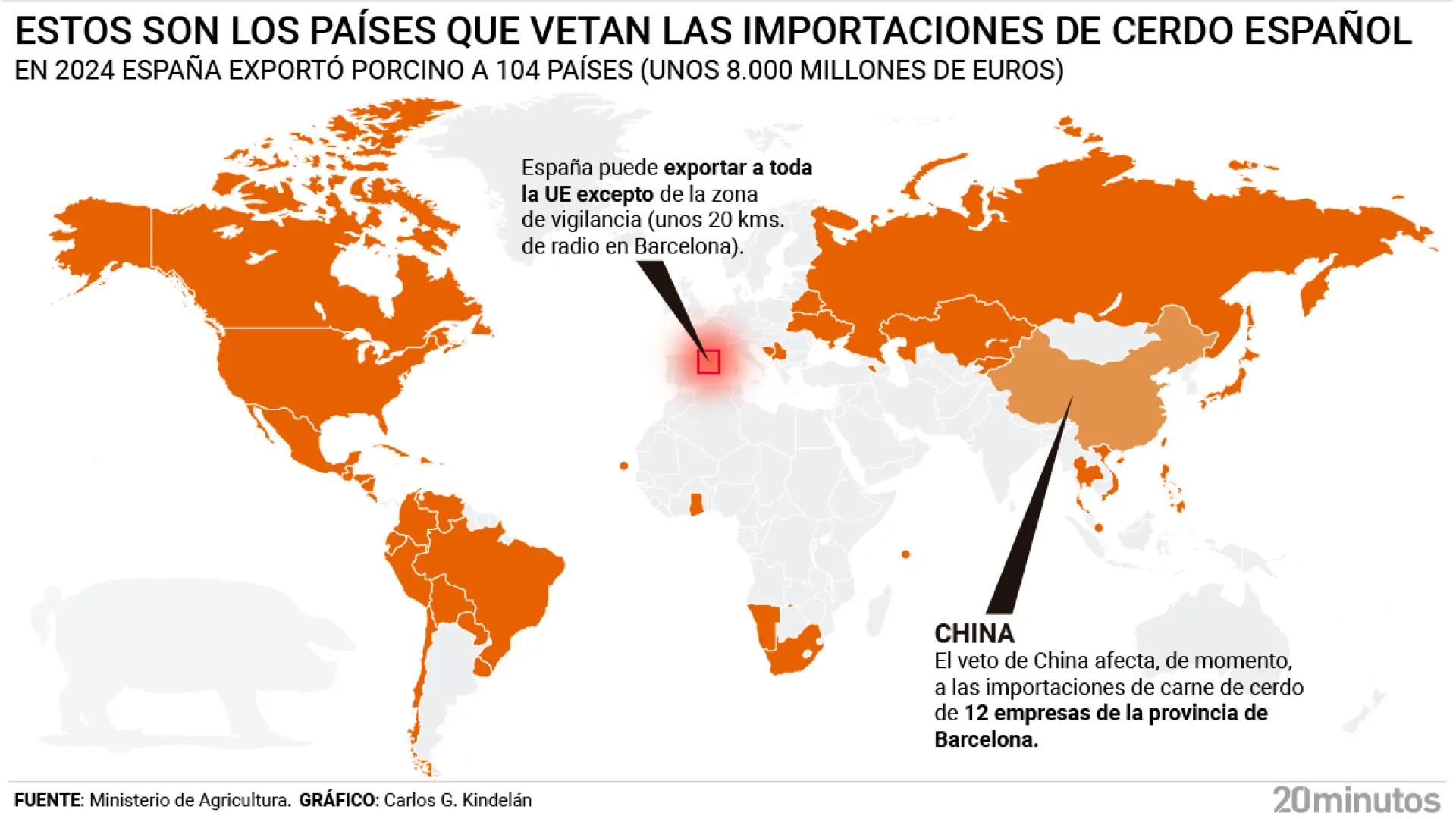 Estos son los países que han vetado del todo al cerdo español… y el que lo hace solo a medias
