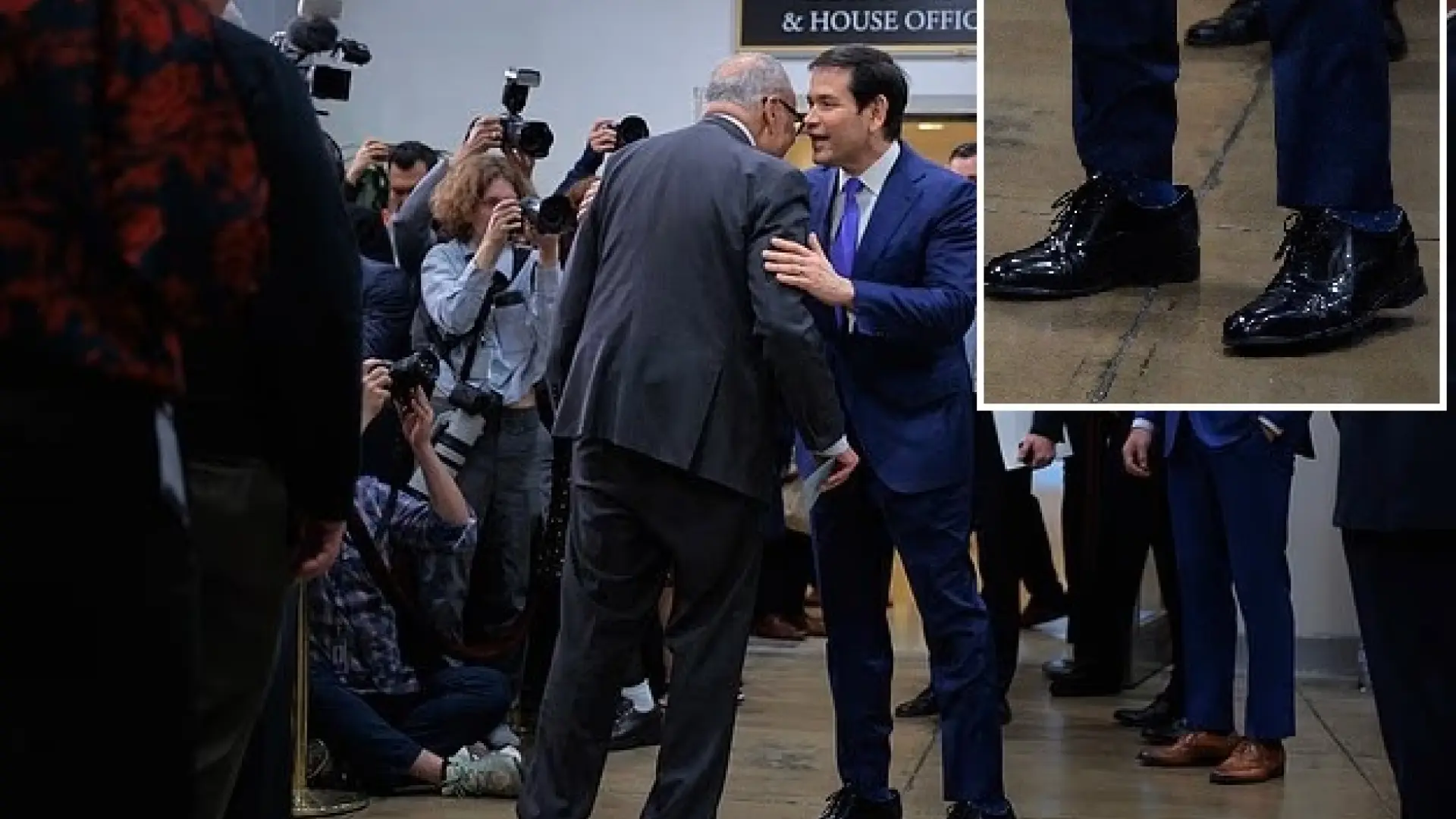 Marco Rubio y sus zapatos demasiado grandes: se los regaló Trump tras criticarle a él y a Vance por el estado de su calzado