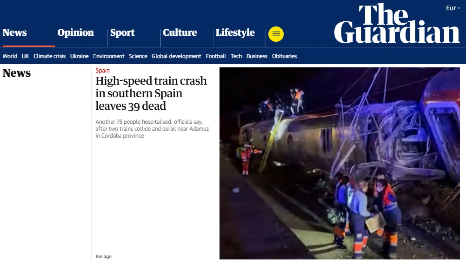 La tragedia ferroviaria en Córdoba, en las portadas de los medios internacionales