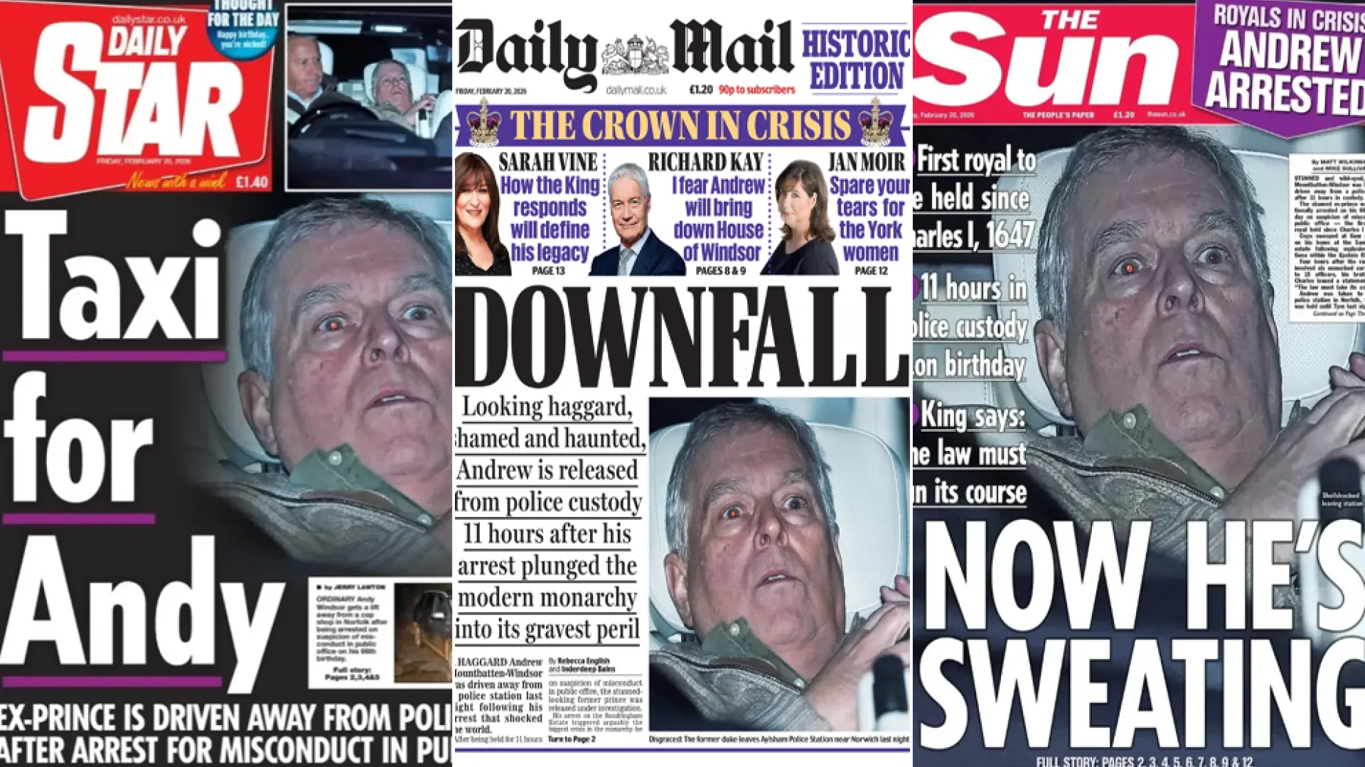 «Taxi para Andy», «Ahora está sudando»… Las portadas no tienen piedad con el expríncipe Andrés