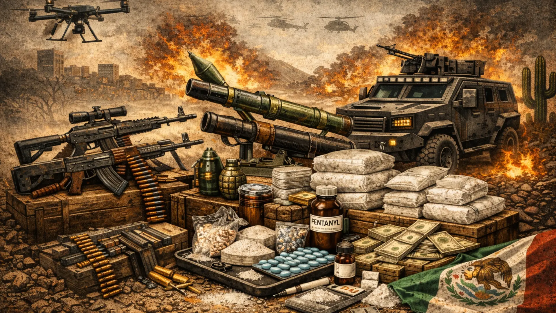 Vehículos monstruo, armas fantasma… así es el arsenal que manejan los cárteles en México y que va más allá de las pistolas y granadas