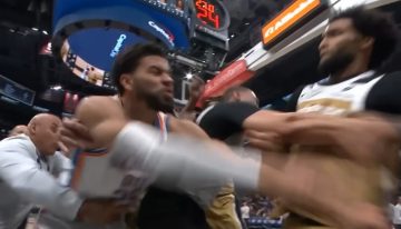 Piñas en la NBA: Oklahoma City Thunder y Washington Wizards se agarraron a trompadas y terminaron arriba de un camarógrafo