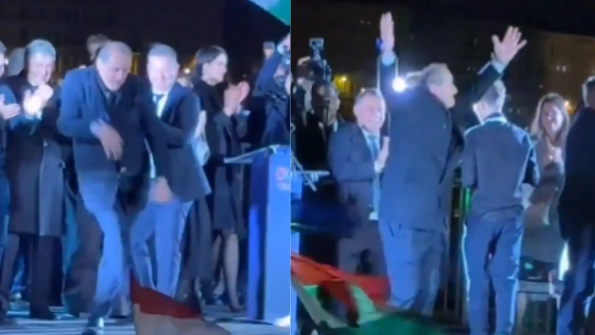 El enérgico baile de un compañero de Peter Magyar para celebrar su victoria en Hungría: entre saltos y haciendo la ola ante todos