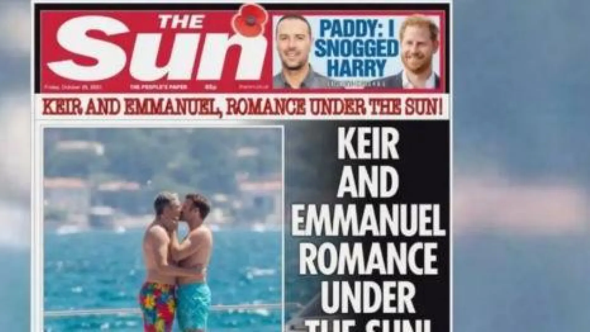 'The Sun' no ha publicado esta portada de Keir Starmer y Emmanuel Macron besándose, es un montaje