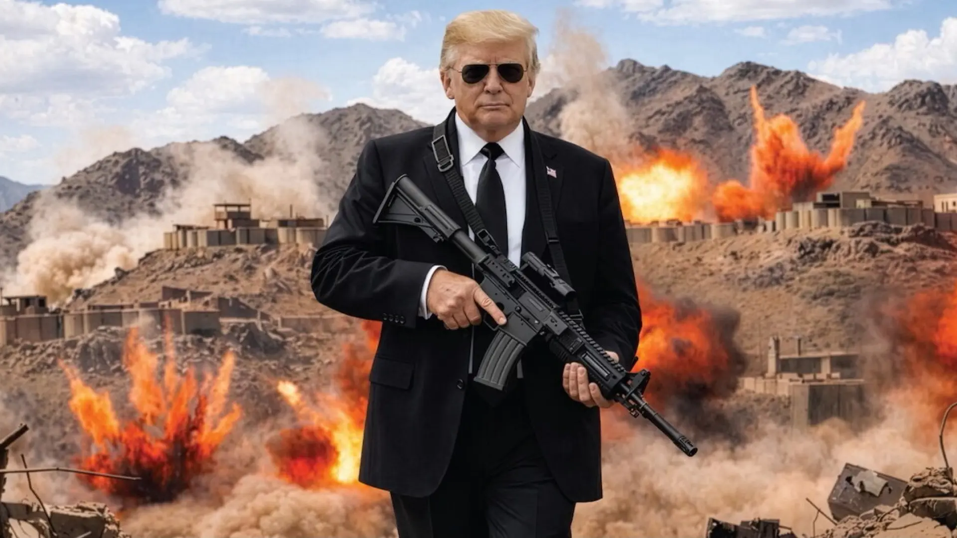 Trump urge a Irán a «espabilar pronto» con una foto de sí mismo armado con un fusil y creada con IA: «Se acabó ser un buen tipo»