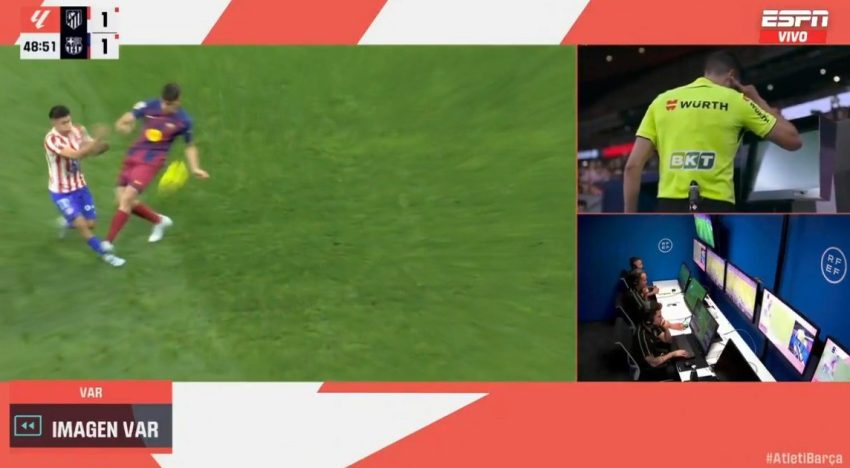 Atlético de Madrid le pide una explicación formal al Comité Técnico de Árbitros por el planchazo a Thiago Almada en el partido ante Barcelona