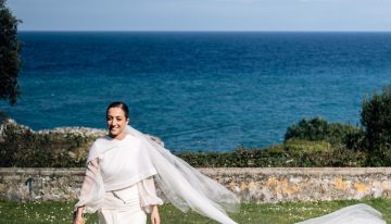 María y Jorge, una bonita boda en Asturias y un original vestido de novia con mezcla de texturas