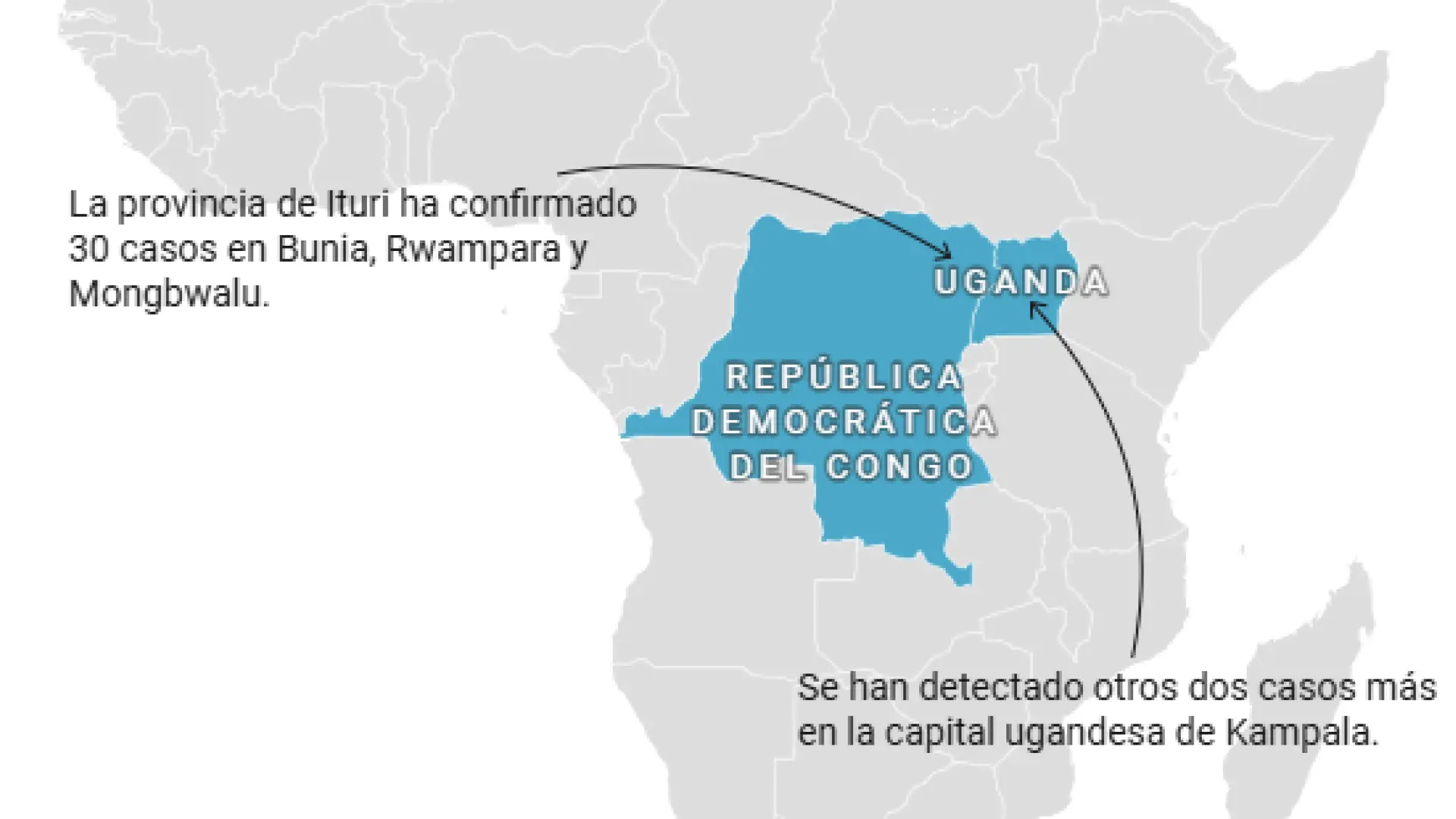 Mapa del brote de ébola: los países afectados y las zonas en riesgo