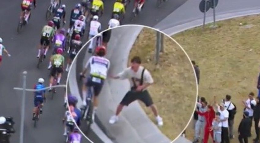 Giro de Italia: caída múltiple y buscan identificar a un joven que puso en riesgo a todo un pelotón de ciclistas