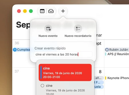 Creación de un evento con lenguaje natural