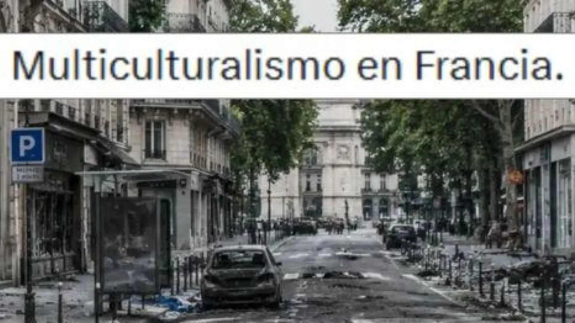 Esta imagen de una calle destrozada en París debido al «multiculturalismo» no es real: está generada con IA