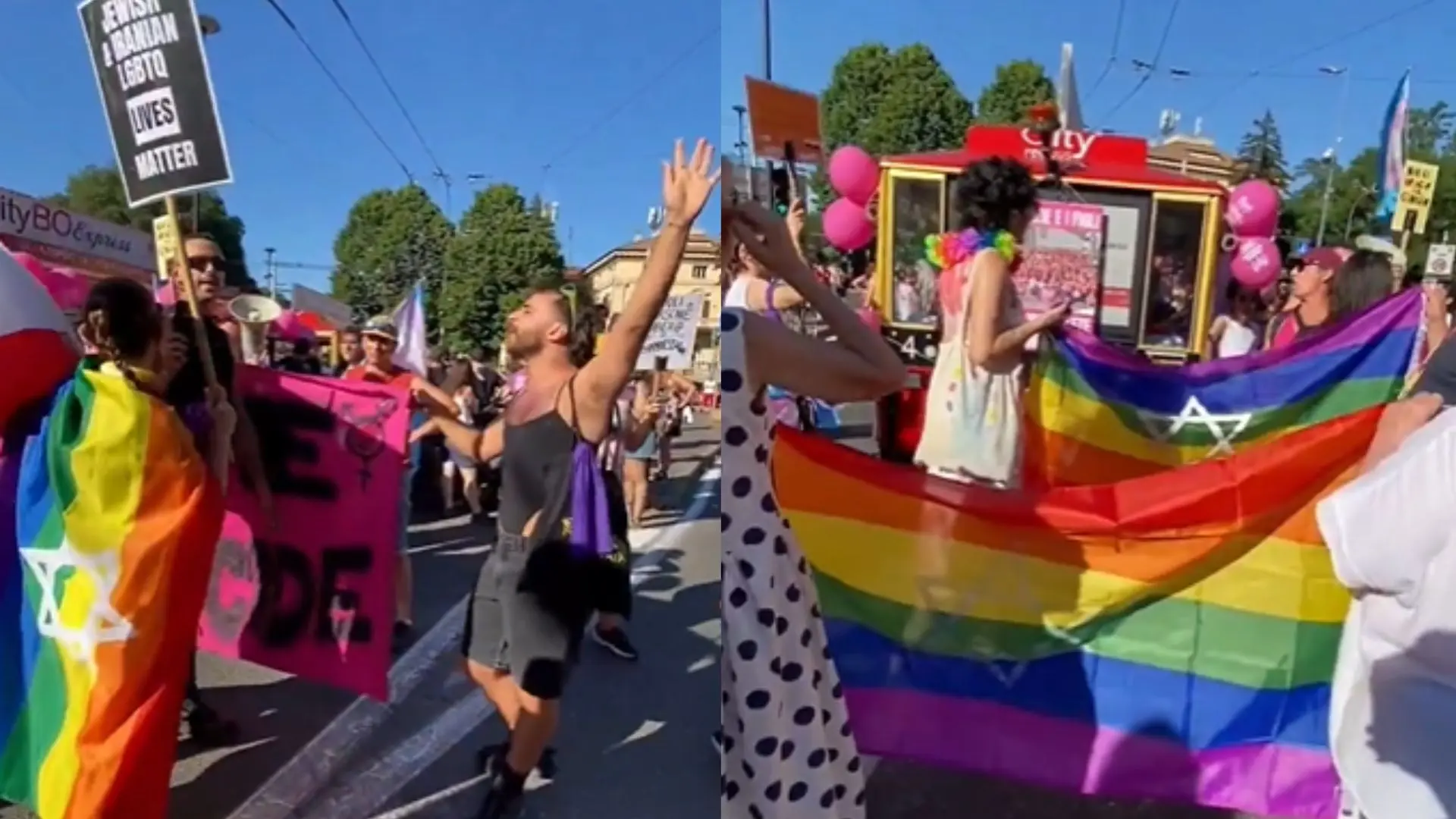 Expulsan a varios manifestantes israelíes e iraníes del Orgullo de Bolonia: «Los símbolos sionistas no son bienvenidos»