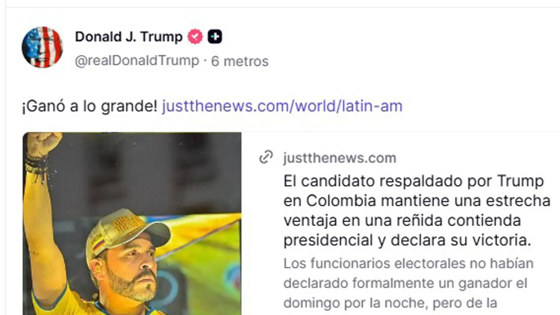 Trump celebra la victoria de De la Espriella: «Él ganó, ¡grande!»