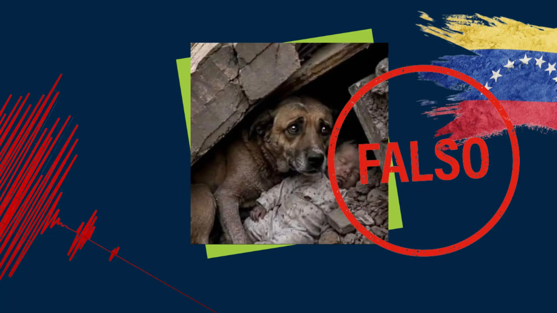 Esta imagen de un perro protegiendo a un bebé entre los escombros tras los terremotos de Venezuela no es real