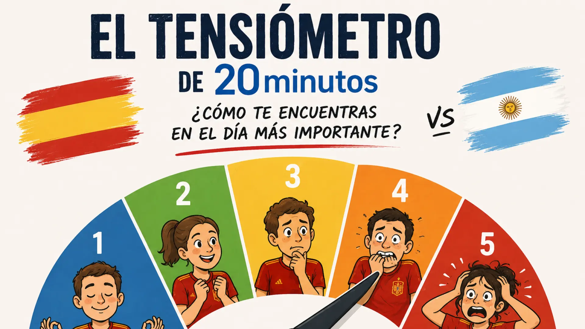El tensiómetro de 20bien: ¿cómo llegas al día más importante? Vota tu nivel de tensión antes de la final España-Argentina