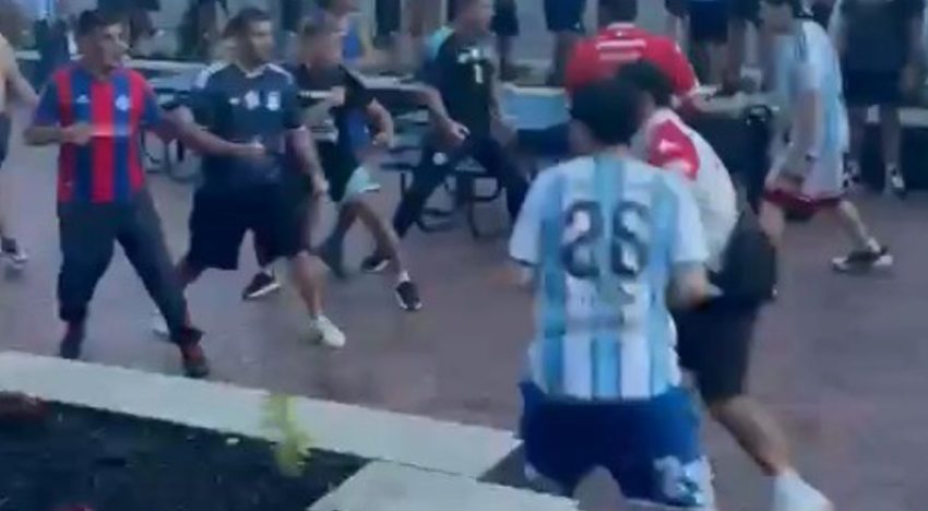 Insultos, golpes y detenidos: barras de San Lorenzo y Huracán se cruzaron durante el banderazo en la previa de Argentina vs Inglaterra