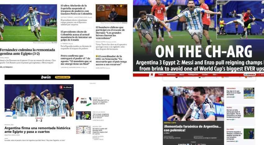 «Remontada faraónica», «Messi llora» y «Dios ha resucitado»: la reacción de los medios del mundo tras el 3-2 de Argentina vs Egipto