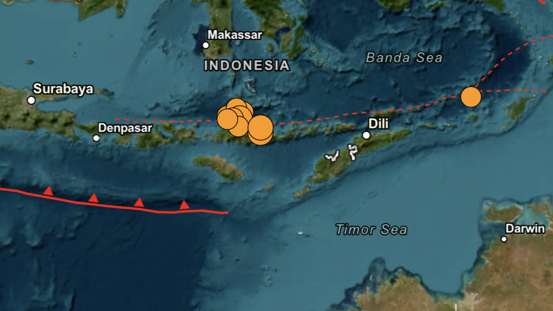 Un nuevo terremoto de 5,7 sacude la isla indonesia de Flores, con epicentro cerca de Ende