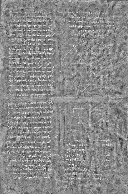 Después de restaurar el palimpsesto, el texto original de Arquímedes ahora se puede leer con facilidad