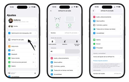 Airpods Nuevo Menu