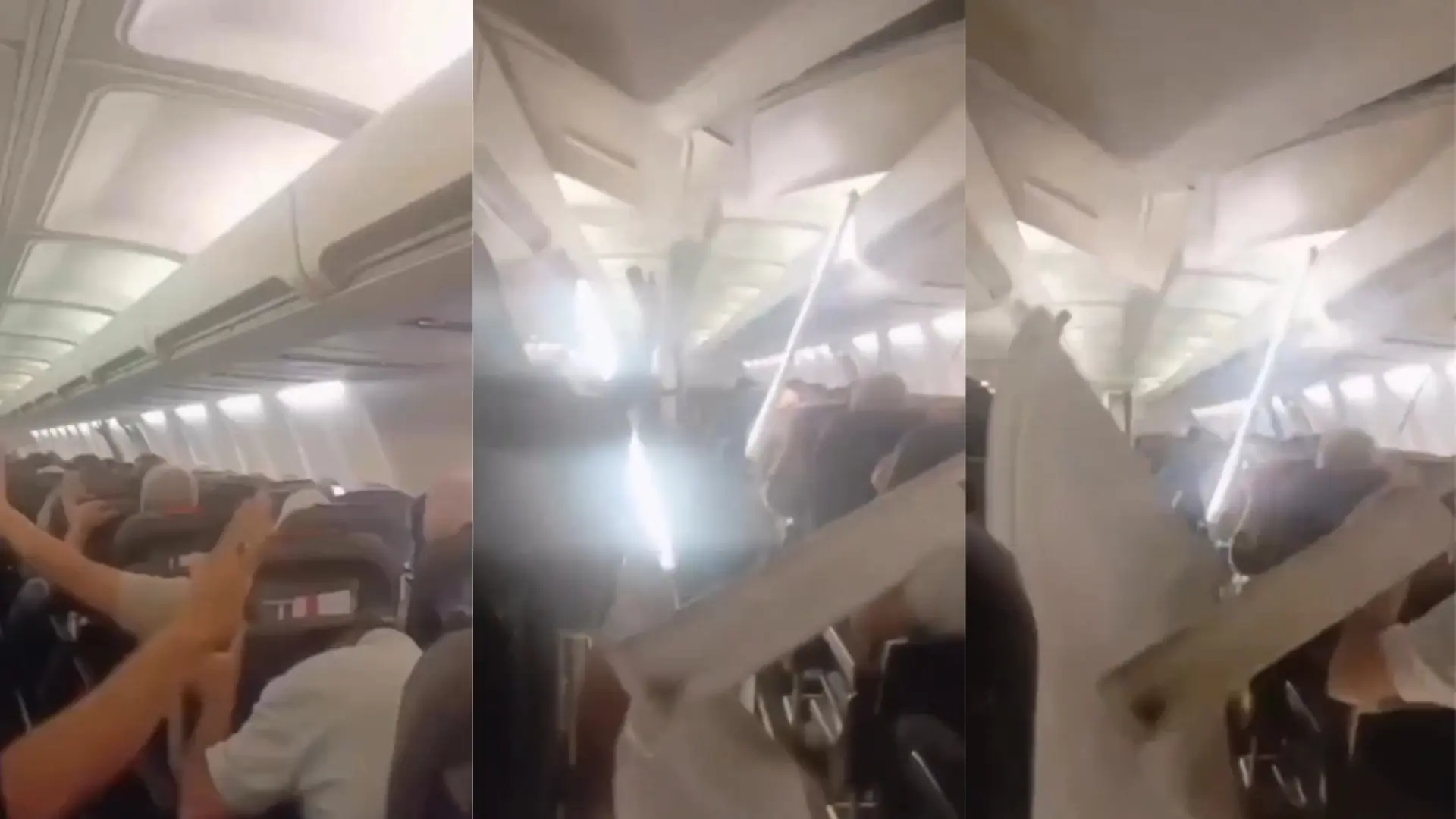 Escenas de pánico entre los pasajeros de un avión en Irán tras desplomarse parte del techo de la cabina por daños en el motor