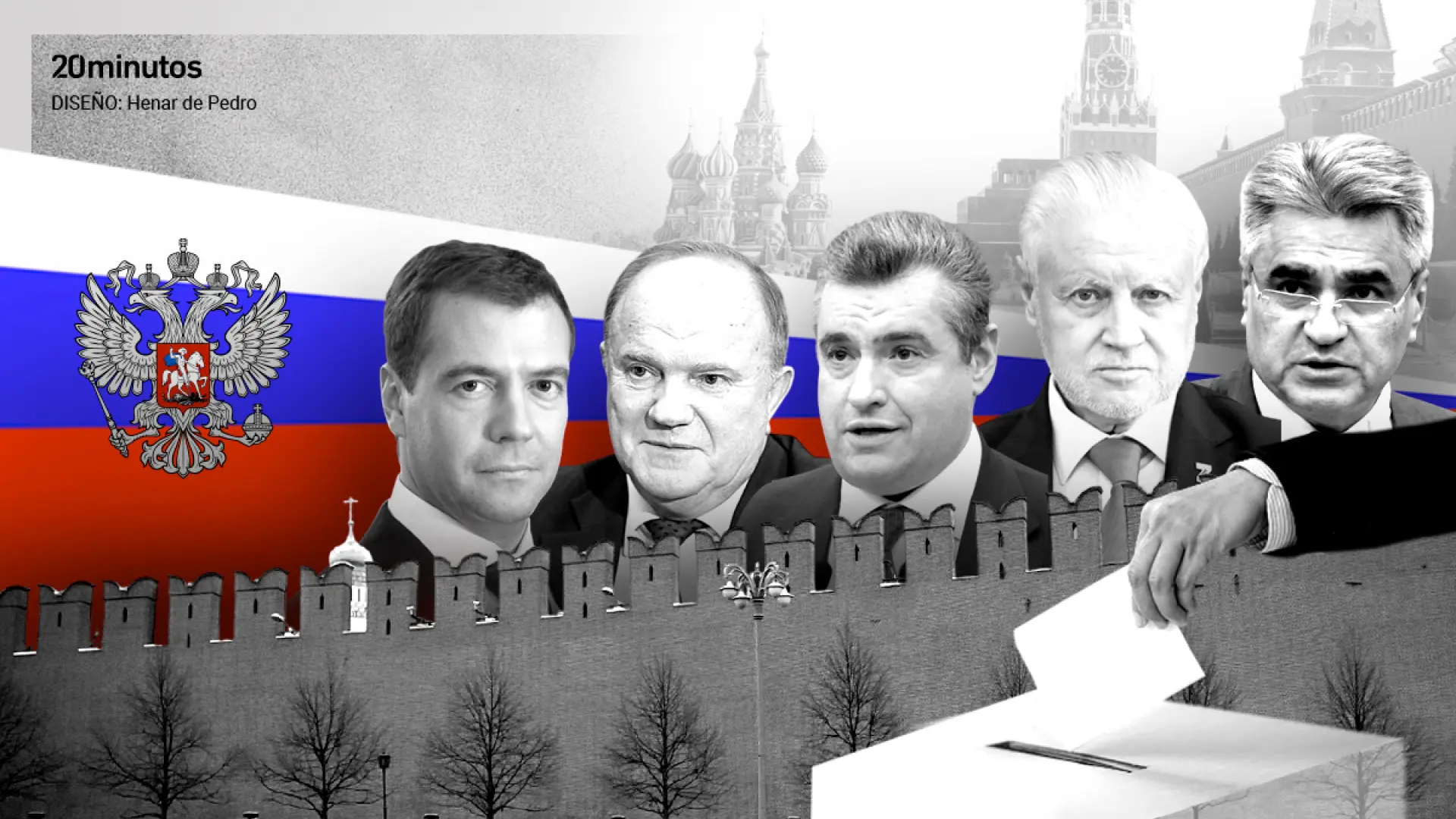 Los cinco candidatos que aspiran a gobernar Rusia en unas elecciones en clave de farsa: ninguno puede criticar la guerra en Ucrania