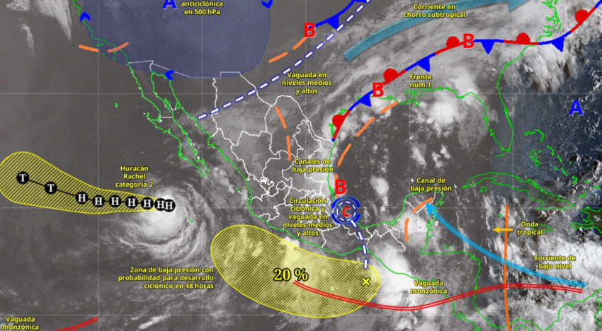 Clima en México este domingo 4 de octubre: frente frío y Rachel provocarán lluvias intensas en varios estados