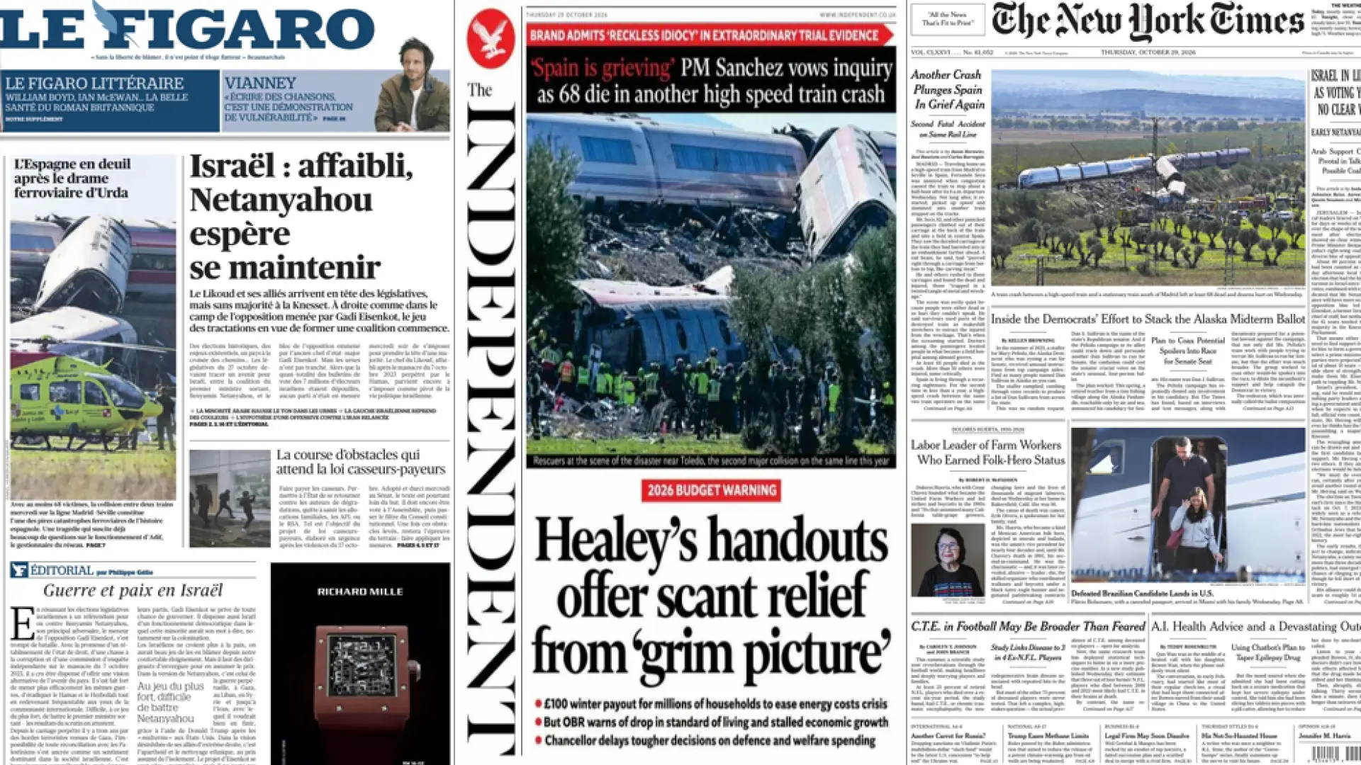 El accidente de trenes en Toledo en las portadas de la prensa internacional