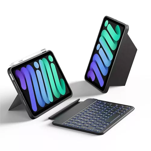HOU Funda con Teclado para iPad Mini 7 (A17 Pro, 2024)/6 (2021) de 8,3"